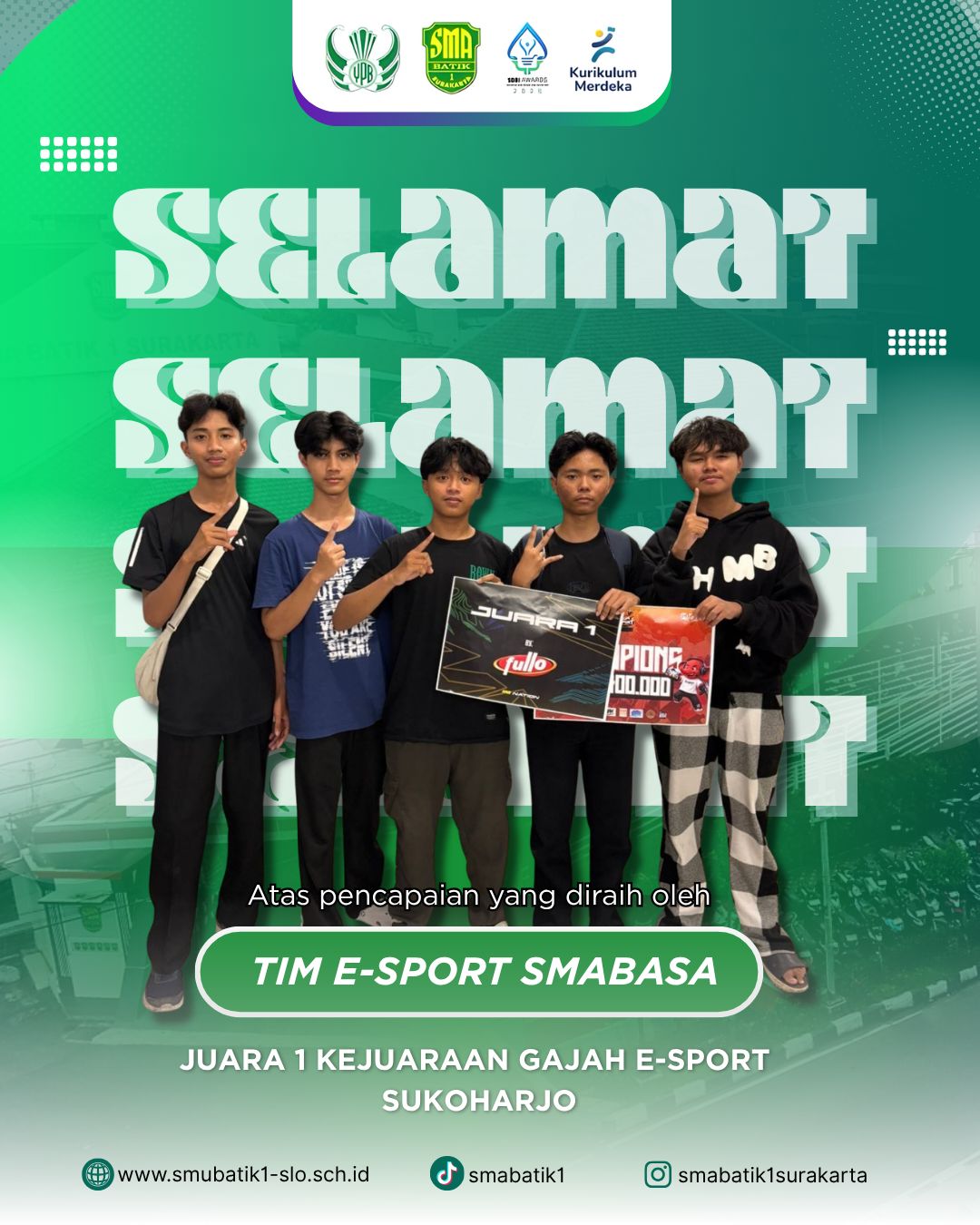Juara I Kejuaraan Gajah E Sport Sukoharjo
