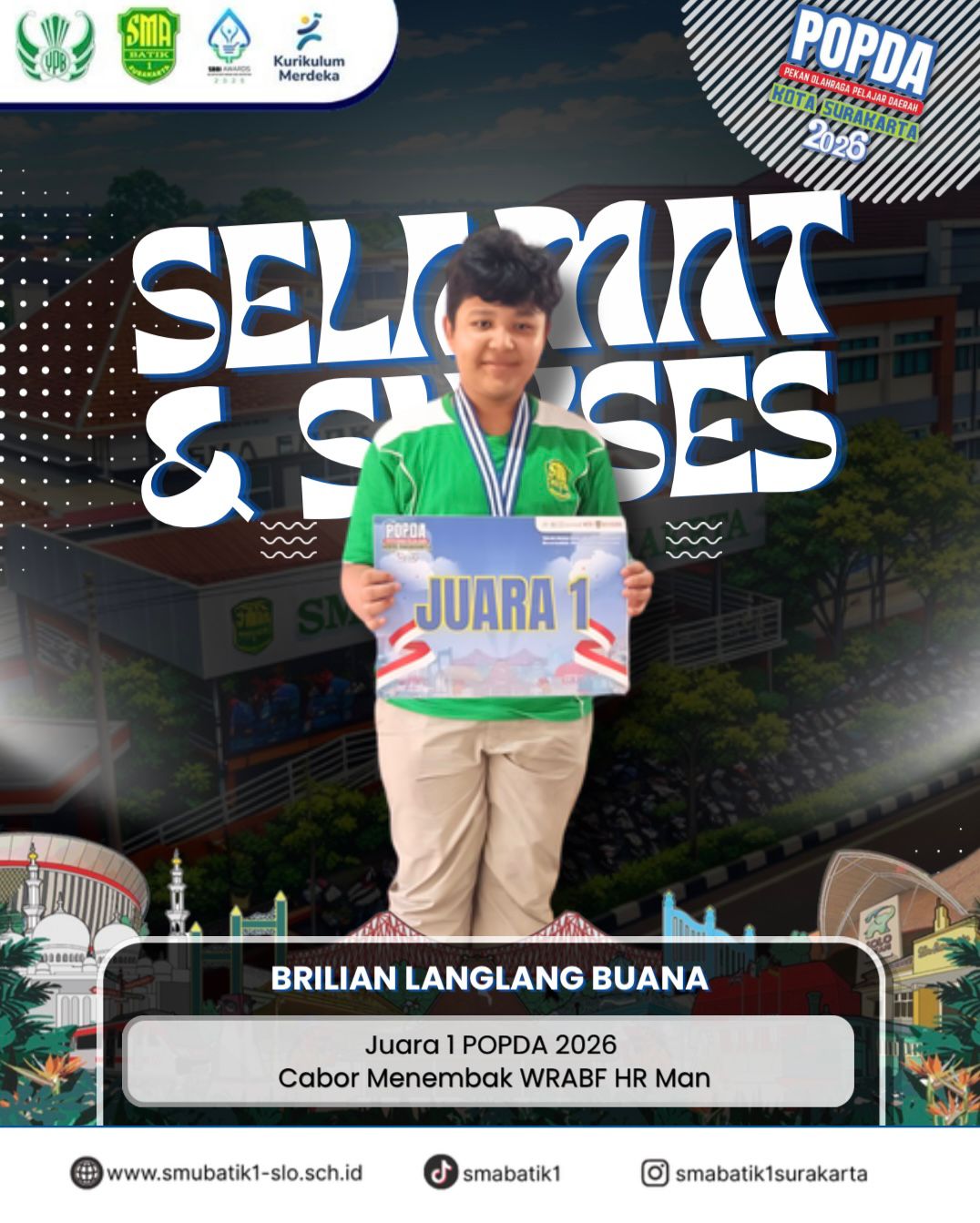 Juara 1 Popda 2026 cabor Menembak