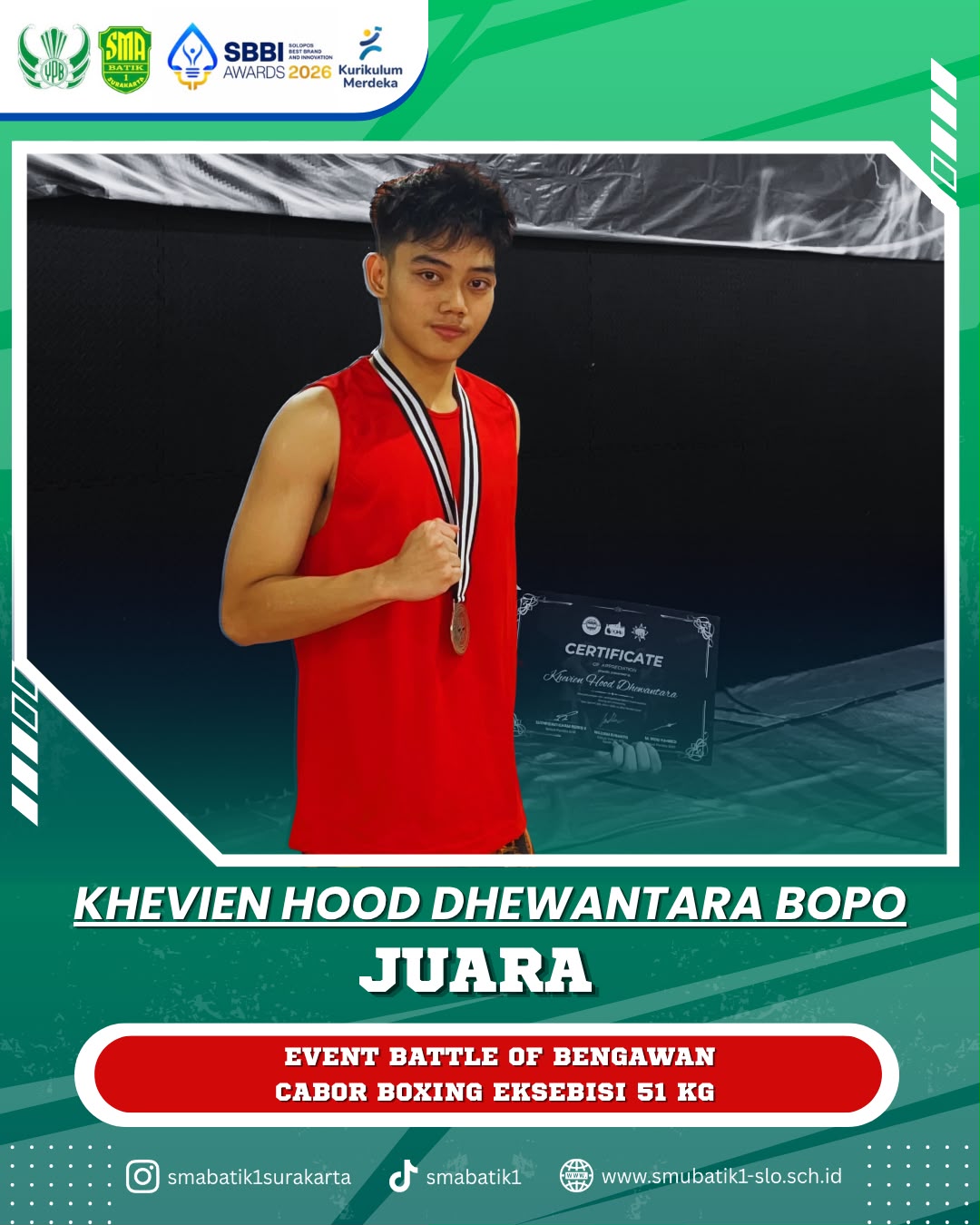 Medali Emas Battle Of Bengawan Cabor Bocking Eksebisi 51Kg